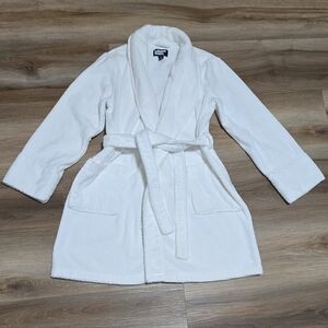 Lands' End White Cotton Towel Spa Bathrobe Size L
